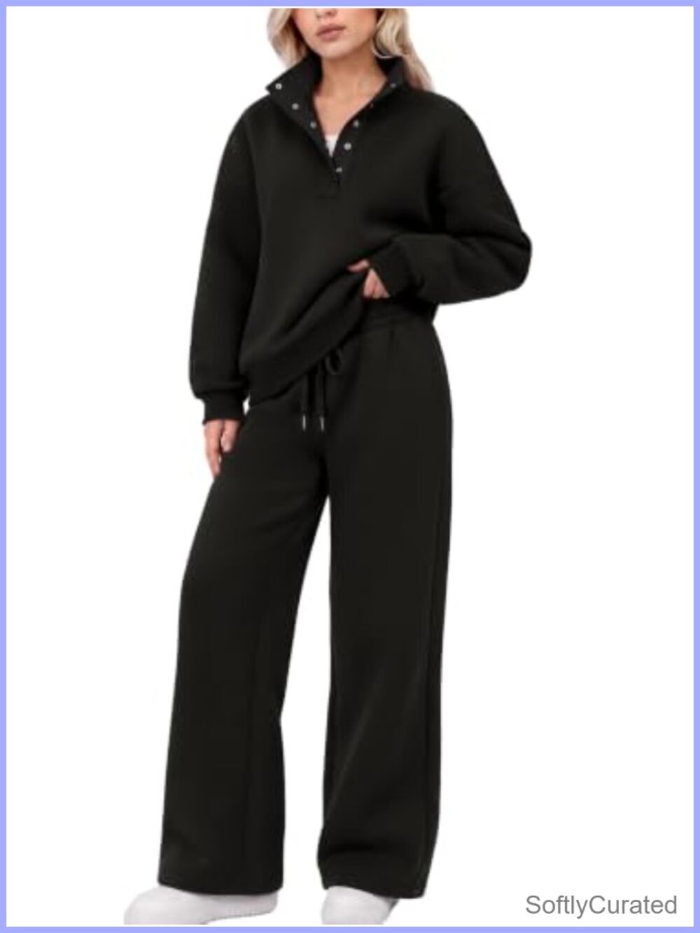 Women's 2 Piece Sweatsuit Set Oversized Lounge Set Cotton Blend Fleece Lined